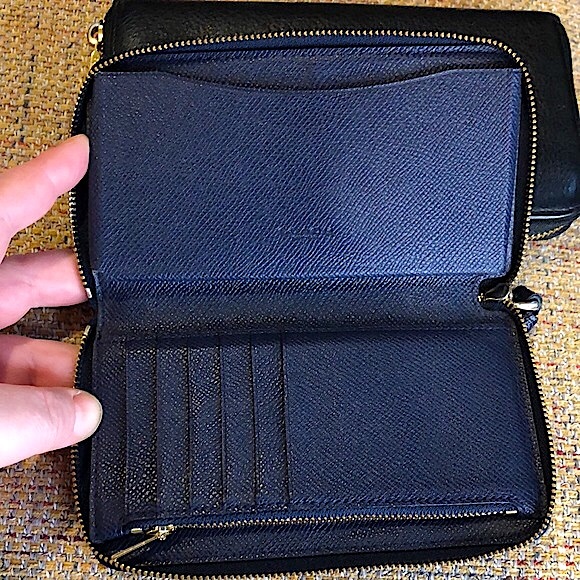 COACH Navy Blue Saffiano Leather Full Zip Around Wallet with Wristlet Strap - Picture 8 of 10